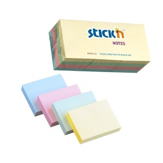 Клейкие листки Stick´N 21531 38x51мм 12х100л в упаковке пастельные цвета