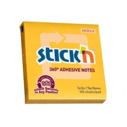 Līmlapiņas StickN 21551, 360 adhesive 76x76mm, 100 lapiņas, oranžas