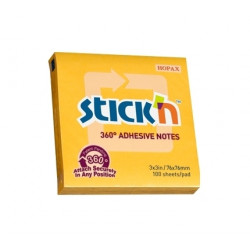 Клейкие листки StickN 21551 360 adhesive 70x70mm 100L оранжевый