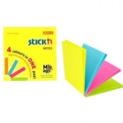 Līmlapiņas StickN Magic pads 21571, 76x76mm, 100 lapas, 4x25 lapiņas, 4 neona krāsu asorti