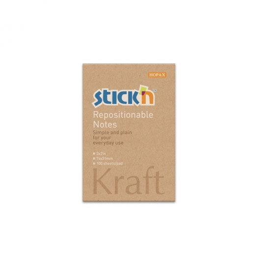 Līmlapiņas StickN 21638, 51x76mm, 100 lapiņas, kraft