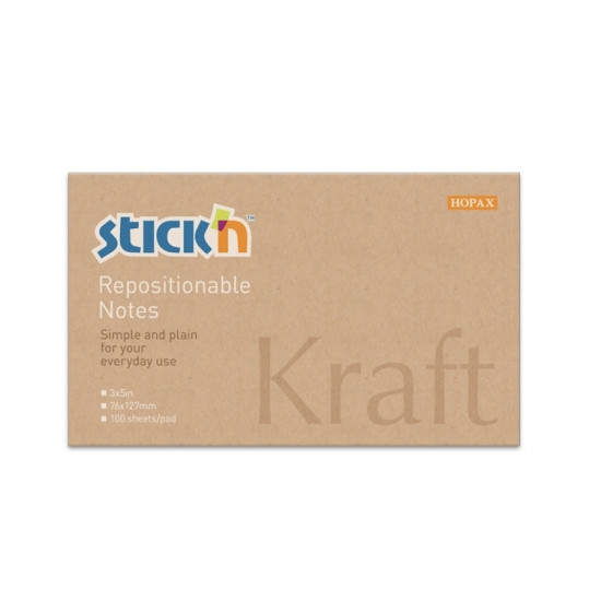 Līmlapiņas StickN 21640 76x127mm, 100 lapiņas, kraft