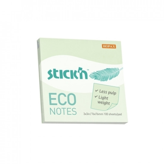 Līmlapiņas StickN 21748 Eco 76x76mm, 100 lapiņas, zaļas