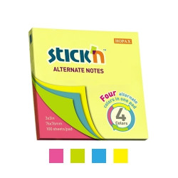 *Līmlapiņas StickN 21822, 76x76mm, 100 lapiņas, 4 neona krāsas