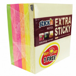 *Līmlapiņu kubs StickN 21012 76x76mm 400lapas asorti + 76x76mm Extra sticky 100lapas dzeltenās