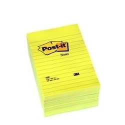 Līmlapiņas 3M Post-It 102x152mm, 100 lapiņas, līniju, dzeltenas