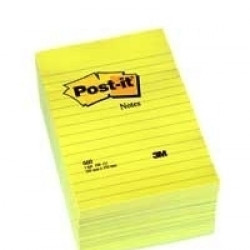 Līmlapiņas 3M Post-It 102x152mm, 100 lapiņas, līniju, dzeltenas