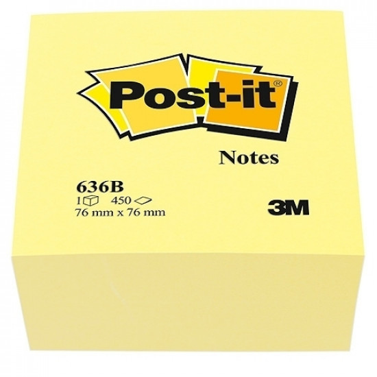 Клейкие листки 3M Post-it 76x76 450 листов, желтый