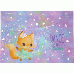 Папка-конверт на кнопке "deVENTE. Dance Fox" A4 (330x235 мм) 180 мкм, полупрозрачная с рисунком, с искрящейся фактурой, с тиснением серебристой фольгой, индивидуальная маркировка