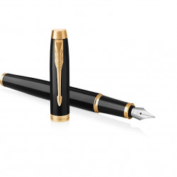 Ручка перьевая, Parker, IM Black Lacquer Gold Trim, с чернилами