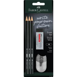 Zīmuļu komplekts Faber-Castell 1111 HB, ar dzēšgumiju un asināmo, melns