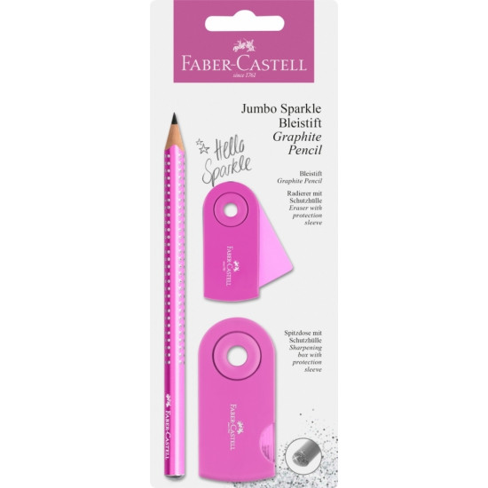 *Zīmuļu komplekts Faber-Castell Jumbo Sparkle, rozā