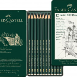 Zīmuļu komplekts Faber Castell 9000, 5B-5H, 12gab/iep, metāla kastē