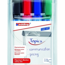 Papīra marķieru komplekts Edding 380 Flipchart 1.5-3mm, koniski, 4 krāsas