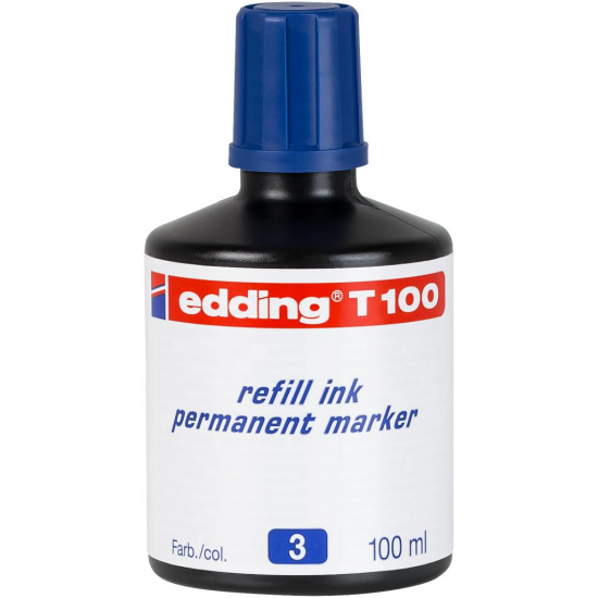 Tinte permanentu marķieru uzpildei Edding T100, 100ml, zila