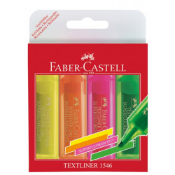 Teksta marķieru komplekts Faber-Castell Superflourescent 1-5mm, nošķelti, 4 krāsas