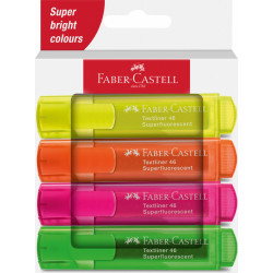 Teksta marķieru komplekts Faber-Castell 46 Superfluorsecent, 1-5mm, nošķelts, 4 krāsas