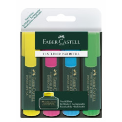 Teksta marķieru komplekts Faber Castell 1.2-5mm, nošķelts, 4 krāsas