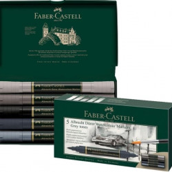 Akvareļu marķieri Faber-Castell Albrecht Dürer pelēkos toņos, 5 krāsas