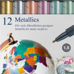 Flomāsteru komplekts 1.5 Metallics Faber-Castell 12 krāsas