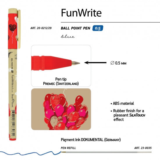 *Lodīšu pildspalva Bruno Visconti FunWrite Romantika, 0.5mm, zila