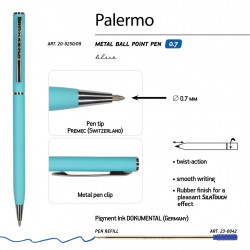 Lodīšu pildspalva Bruno Visconti Palermo, tirkīza korpuss 0.7mm, zila