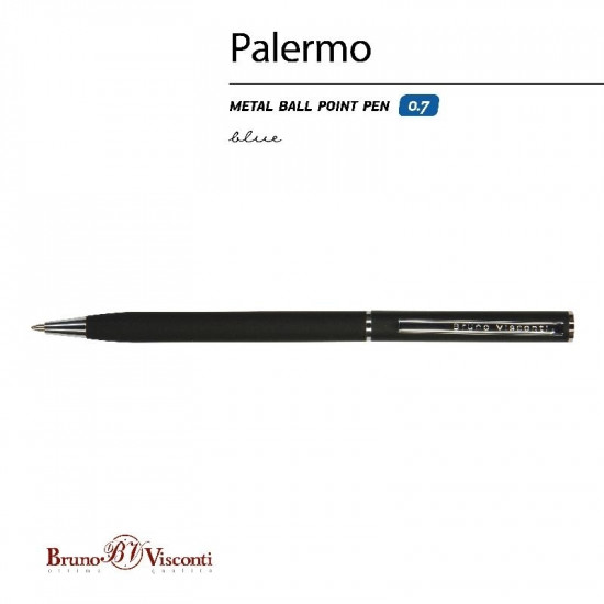 *Lodīšu pildspalva Bruno Visconti Palermo, melns korpuss, 0.7mm, zila