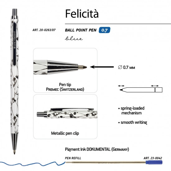 Lodīšu pildspalva Bruno Visconti Filicita Kanarbi, 0.7mm, zila