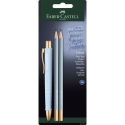 Шариковая ручка Faber-Castell PolyBall Urban, XB, небесно-голубая + 2 графитовых карандаша