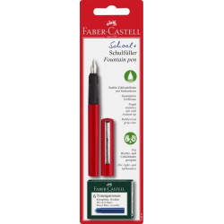 Tintes pildspalva Faber-Castell School + 6 tintes kapsulas, sarkana