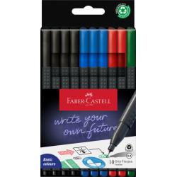 Ручки шариковые Faber-Castell FinePen 0.4 мм, 10 цветов, офисные