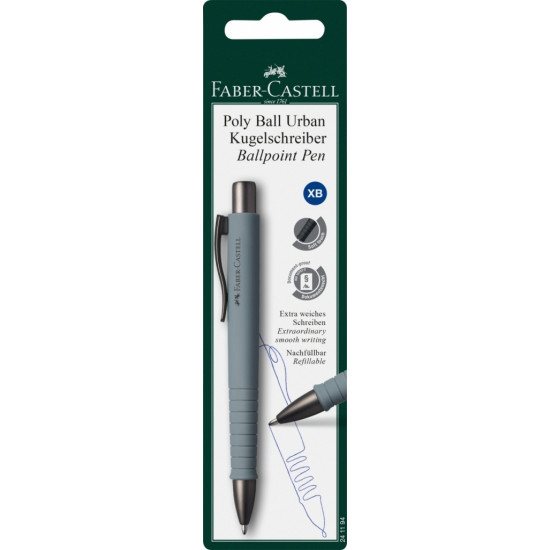 Ручка шариковая Faber-Castell Poly Ball Urban, XB, серая