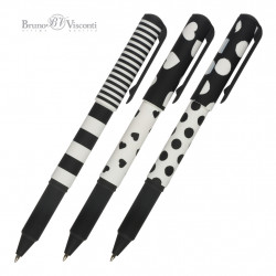 Lodīšu pildspalva futlārī Bruno Visconti DreamWrite Black&White 0.7mm, zila, asorti