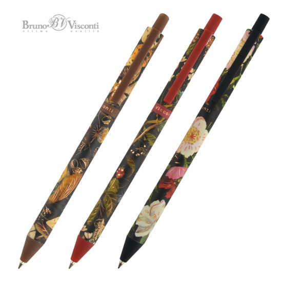 Lodīšu pildspalva Bruno Visconti ArtClick Flora.Black night 0.5mm, automātiska, zila, asorti