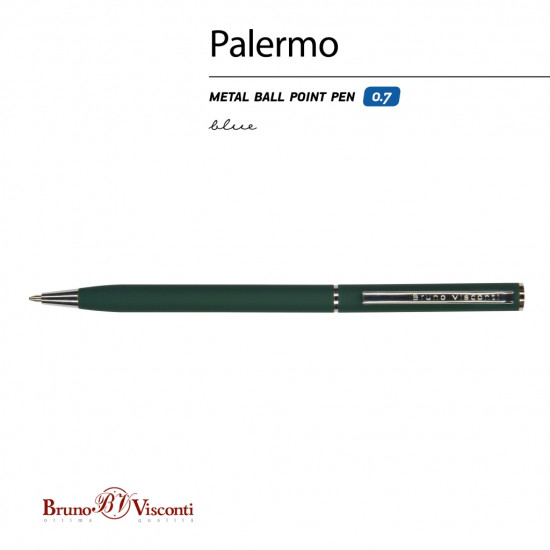 Ручка шариковая BrunoVisconti PALERMO, зеленая, Soft Touch