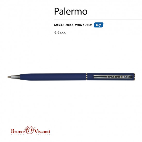 Ручка шариковая BrunoVisconti PALERMO, Soft Touch, темно синяя