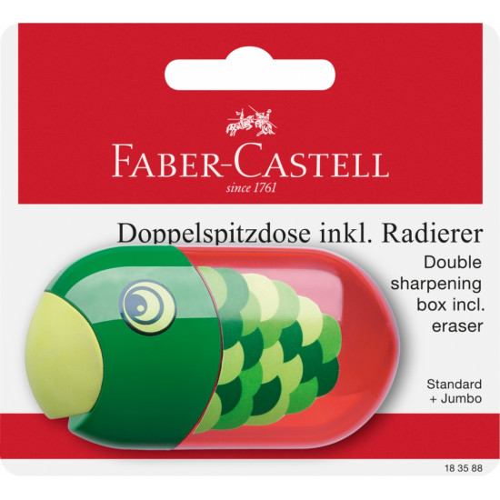 Точилка Faber-Castell, 2 отверстия, с ластиком, рыба