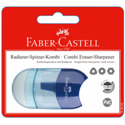 Zīmuļu asināmais ar dzēšgumiju Faber-Castell, 1 caurums, blisterī, zils