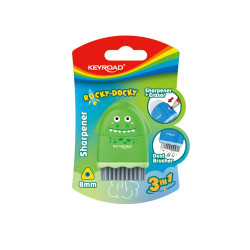 1-hole sharpener with eraser & brush in blister card