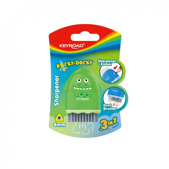 1-hole sharpener with eraser & brush in blister card