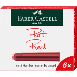 *Tintes kasetnes Faber-Castell, 6gab/iep, sarkanas