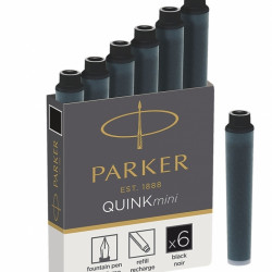 Tintes kapsulas Parker Quink Mini, 6gab/iep, melnas