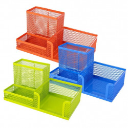 Galda organizators Deli 9154, 20x10x10cm,ar turētāju piezīmju lapiņām, 3 nodalījumi, metāla, asorti