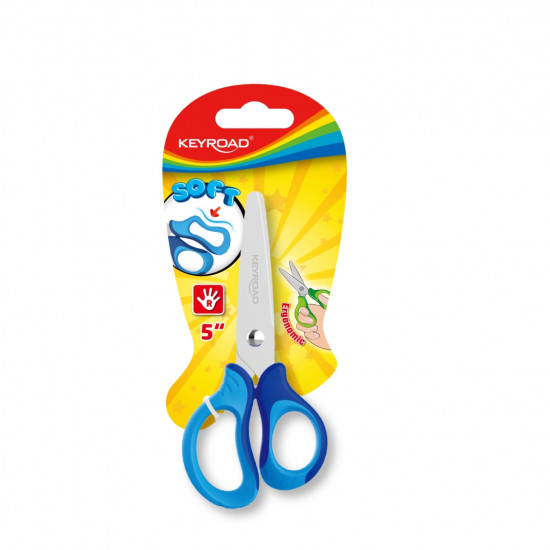 5" soft handle children scissors, 1pc/blister card