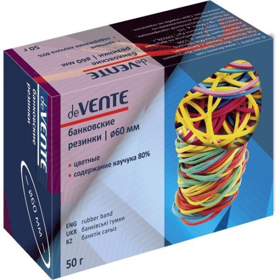 Kancelejas gumijas deVente, Ø60mm, 50gr/iep, asorti