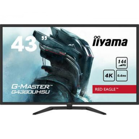 LCD Monitor|IIYAMA|43"|Gaming/4K|Panel VA|3840x2160|16:9|144Hz|Matte|0.4 ms|Speakers|Tilt|Colour Black|G4380UHSU-B1