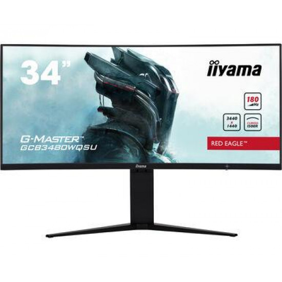 LCD Monitor|IIYAMA|34"|Gaming/Curved/21 : 9|Panel VA|3440x1440|21:9|180Hz|Matte|0.4 ms|Speakers|Height adjustable|Tilt|Colour Black|GCB3480WQSU-B1