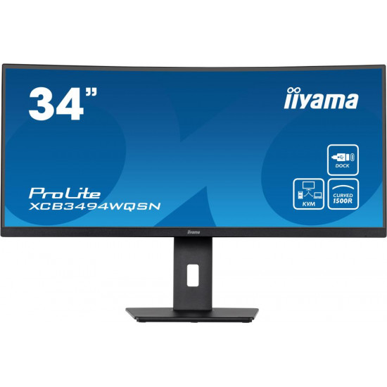 LCD Monitor|IIYAMA|XCB3494WQSN-B5|34"|Curved/21 : 9|Panel VA|3440x1440|21:9|Matte|0.4 ms|Speakers|Swivel|Height adjustable|Tilt|Colour Black|XCB3494WQSN-B5