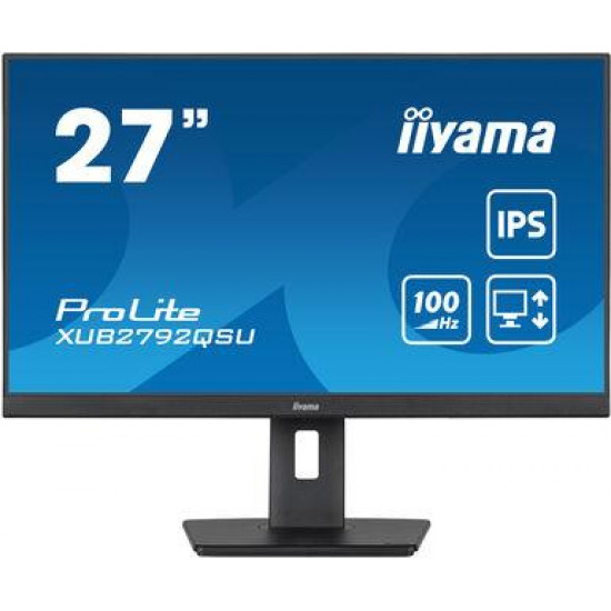 LCD Monitor|IIYAMA|27"|Business|Panel IPS|2560x1440|16:9|100Hz|Matte|0.4 ms|Speakers|Swivel|Pivot|Height adjustable|Tilt|Colour Black|XUB2792QSU-B6