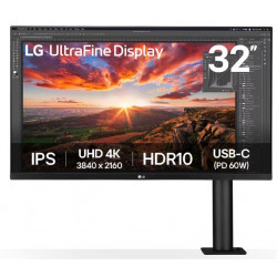 LCD Monitor|LG|31.5"|Panel IPS|3840x2160|16:9|60Hz|5 ms|Speakers|Swivel|Pivot|Height adjustable|Tilt|Colour Black|32UN880K-B